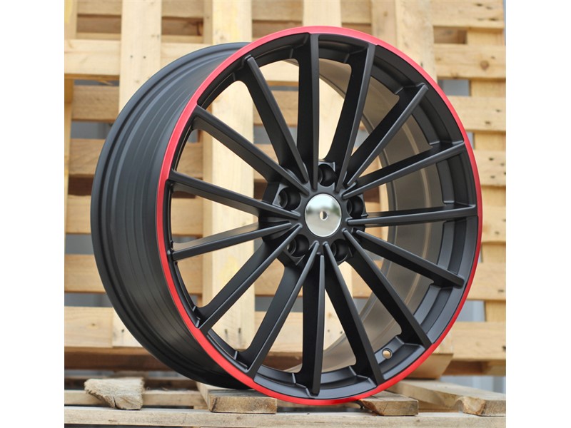 18X8 5X112 ET40 66.5 BLEACK_RED_LIP VW_R_LINE_0428