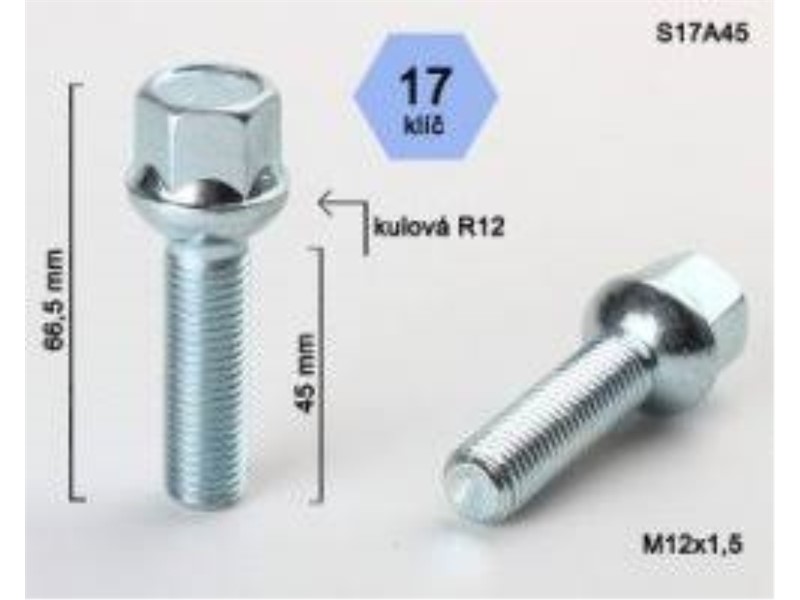 VIJAK 12X1.5X45GL17 KUGLIČNI